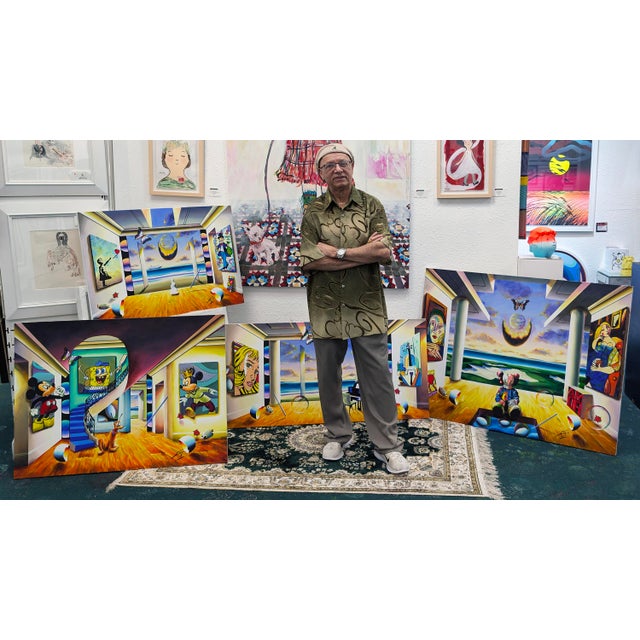 Contemporary Ferjo, Homage to Modern Art, Huge Original Painting on Canvas, Signed, 48 X 60 In. For Sale - Image 3 of 5