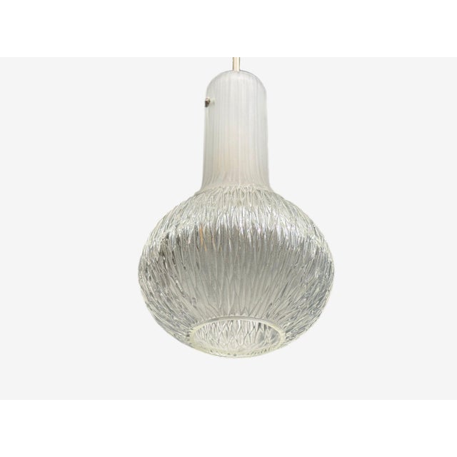 Limburg Glashütte, Small Pendant Light, Textured Glass, Plastic, Germany, 1970s For Sale - Image 9 of 10