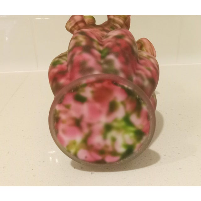Beautiful hand painted Fenton Vasa Murrhina vase. Rose pink and green tones. Ruffled rim. Excellent condition with no...