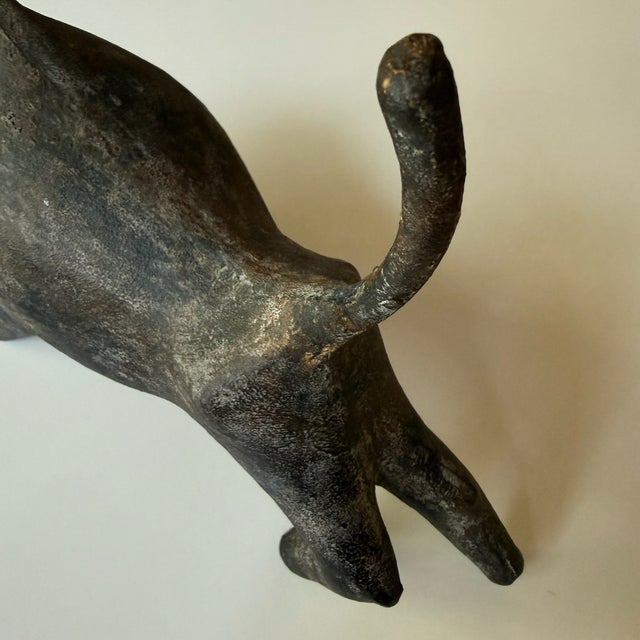 Vintage Fighting Bull Cast Iron Sculpture by Miyazawa Kanae, 1960s For Sale - Image 4 of 9