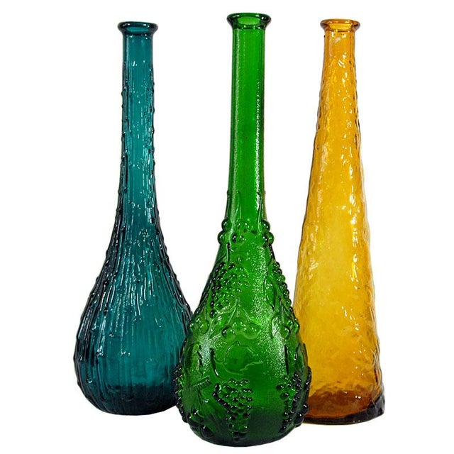 Italian Glass Empoli Decanters, 1960s, Set of 3 For Sale - Image 9 of 9