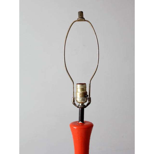 Mid 20th Century Mid-Century Modern Orange Ceramic Table Lamp For Sale - Image 9 of 16