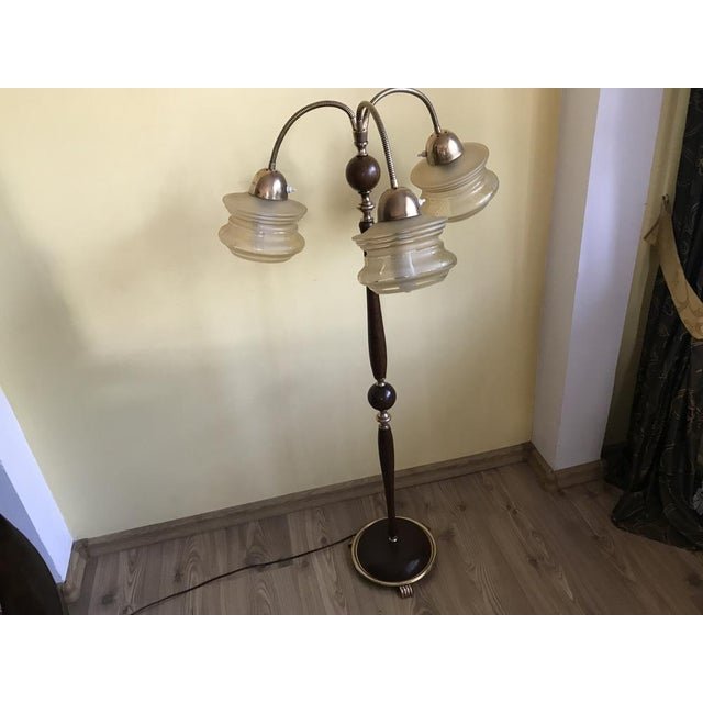 Three-Armed Floor Lamp with 3 Light Points Glass Lampshades, 1960s For Sale - Image 9 of 18