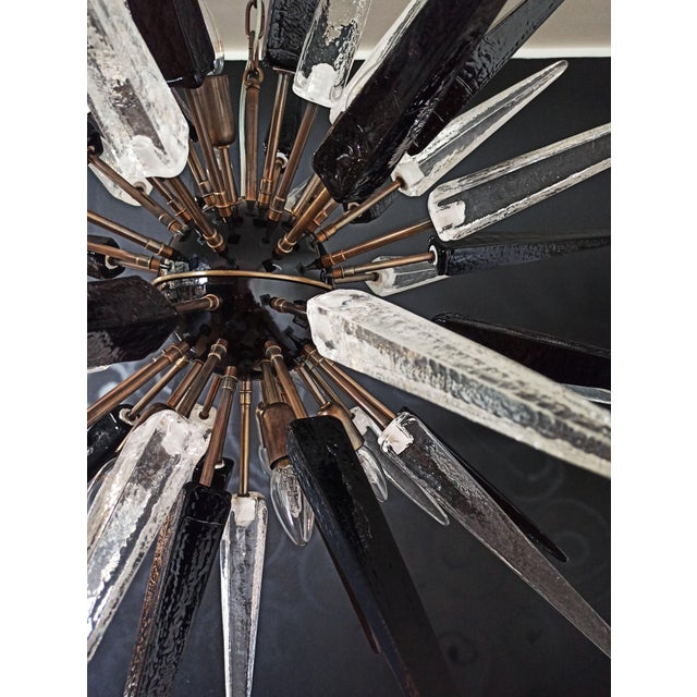 Murano Trasparent and Black Sputnik 51 Glasses Chandelier, 1990s For Sale - Image 13 of 15