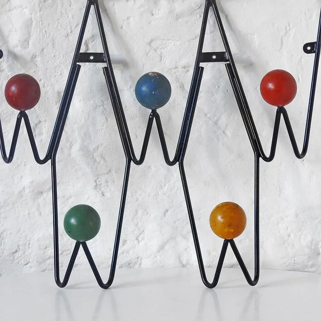 Mid-Century Modern Mid-Century Modern Wall Coat Rack by Roger Feraud for Dupré-Hauser, France, 1950s For Sale - Image 3 of 10