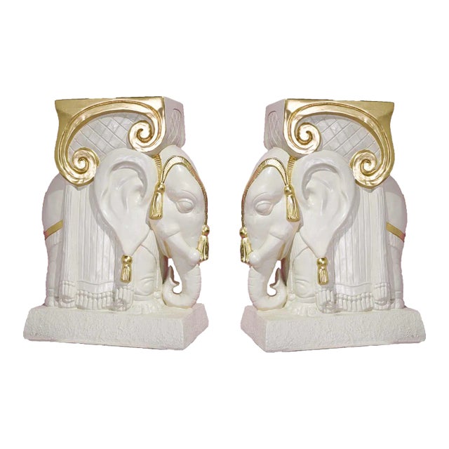 Vintage Ceramic Elephant Tables a Pair - Newly Refinished For Sale