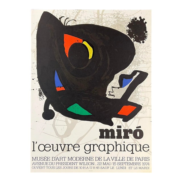 Original Joan Miró Stone Lithograph 1974 For Sale