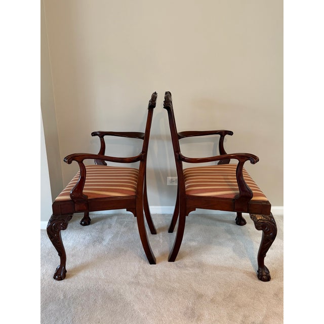 Late 20th Century Late 20th Century English Traditional Chippendale Mahogany Armchairs - A Pair For Sale - Image 5 of 18