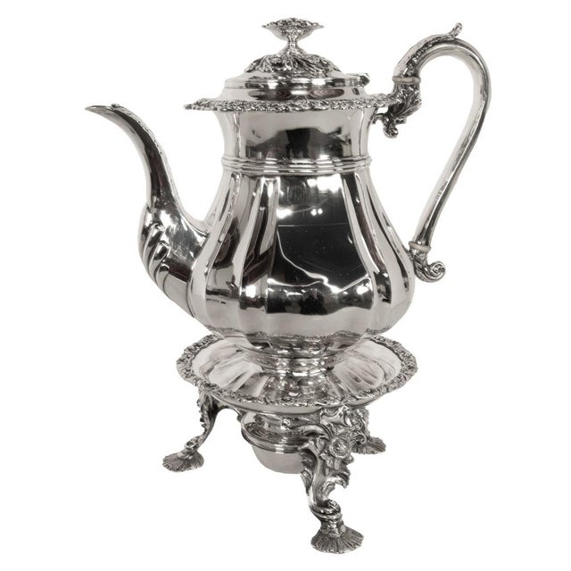 Traditional Antique Georgian Sterling Silver Coffee Pot Stand Joseph Angell Eley London 1824 For Sale - Image 3 of 18