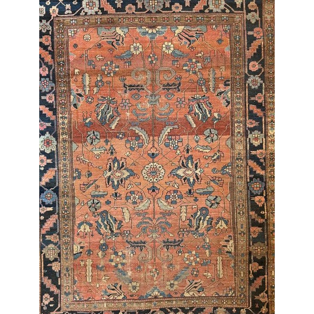 Name: THE TERRACOTTA UNICORN | Antique Karaja Carpet in Shifting Clays, Ice-Blue, Slate, Almond, Camel in RARE Design...