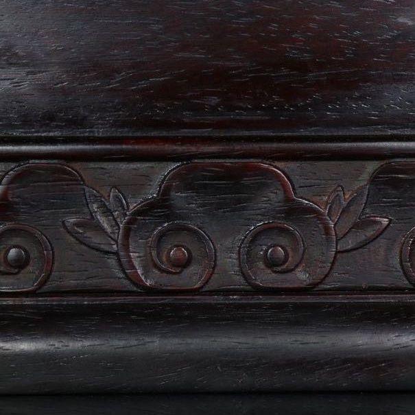 Vintage Chinese Rosewood Table Screen With Mother-of-Pearl Inlay – "Pine & Crane" Motif For Sale - Image 4 of 9