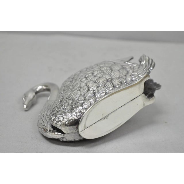 Vintage Art Nouveau Godinger Italy Silver Plated Swan Bird Napkin Letter Holder For Sale - Image 11 of 13