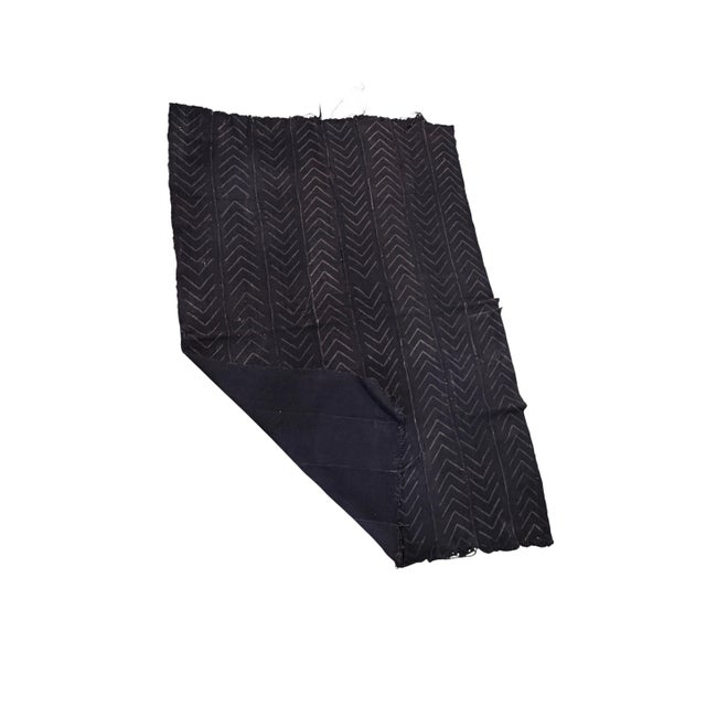 African Vintage African Black and Gray Mud Cloth Textile Mali 60" by 44" For Sale - Image 3 of 5