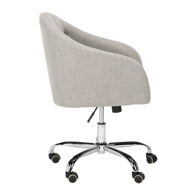 Modern Victor Tufted Linen Chrome Leg Swivel Office Chair in Grey & Chrome For Sale - Image 3 of 9
