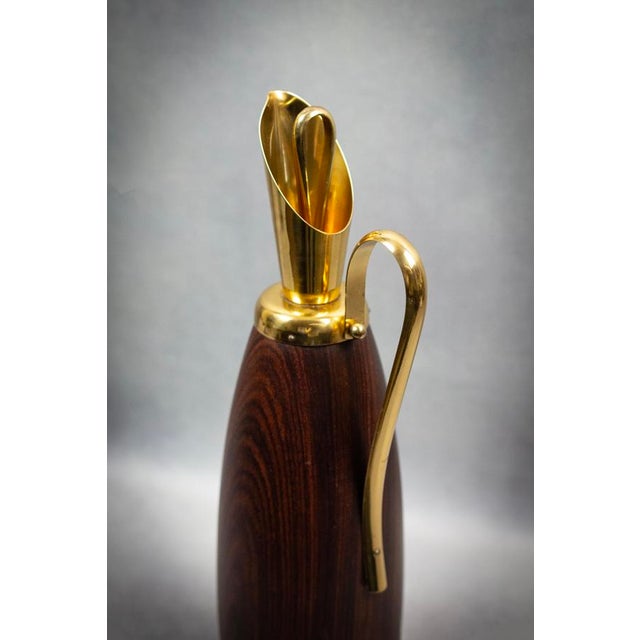 Turned Wood and Gilt Brass Thermos Jug by Aldo Tura for Macabo, 1950s For Sale - Image 9 of 11