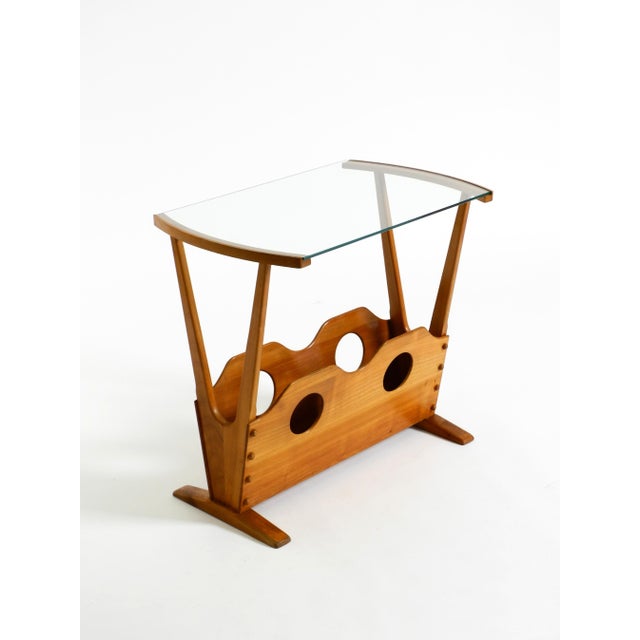 Brown Mid-Century Modern Side Table with Magazine Rack in Ash Wood and Glass, 1950s For Sale - Image 8 of 18