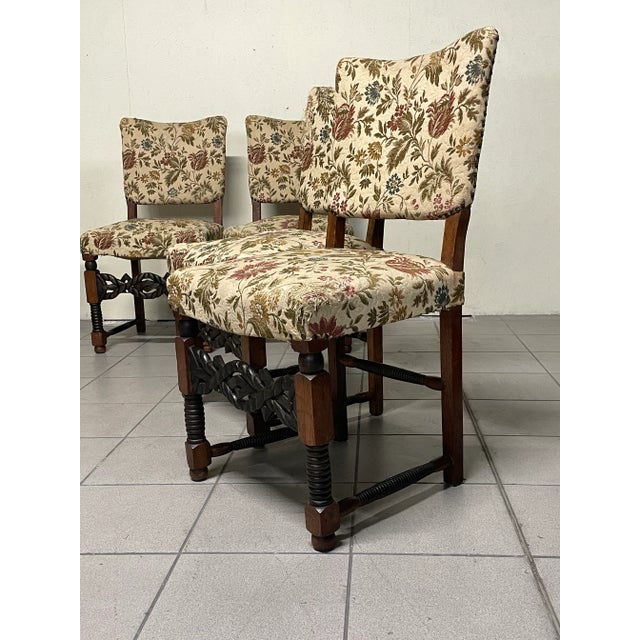 Wooden Chairs from the 1940s with Turned and Carved Details, Set of 6 For Sale - Image 3 of 18