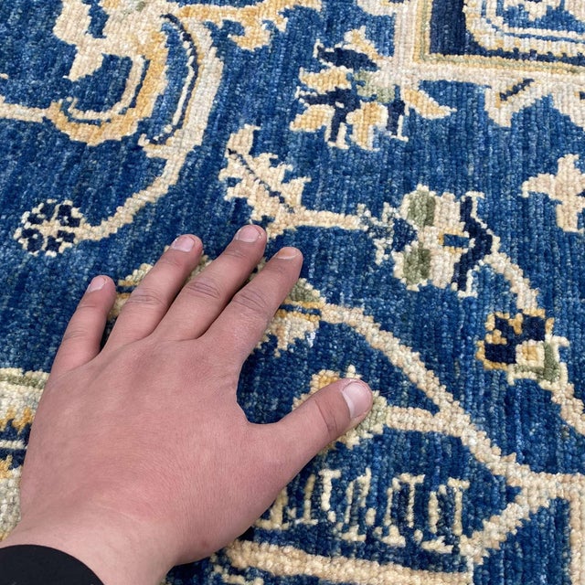 Textile Fine Navy Blue Persian Tabriz Hand-Knotted Wool Rug - 8' X 9'10" For Sale - Image 7 of 16