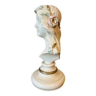 Large Vintage Hand Carved Wood Lady Bust - Paris Apartment - Chippy Shabby Chic For Sale