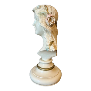 Large Vintage Hand Carved Wood Lady Bust - Paris Apartment - Chippy Shabby Chic