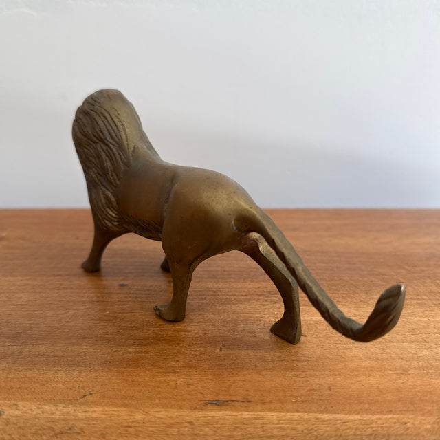 1980s 1980s Solid Brass Lion Figurine For Sale - Image 5 of 7