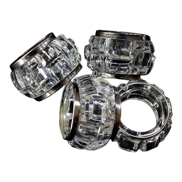 Elegant Crystal & Silverplate Napkin Rings For Sale