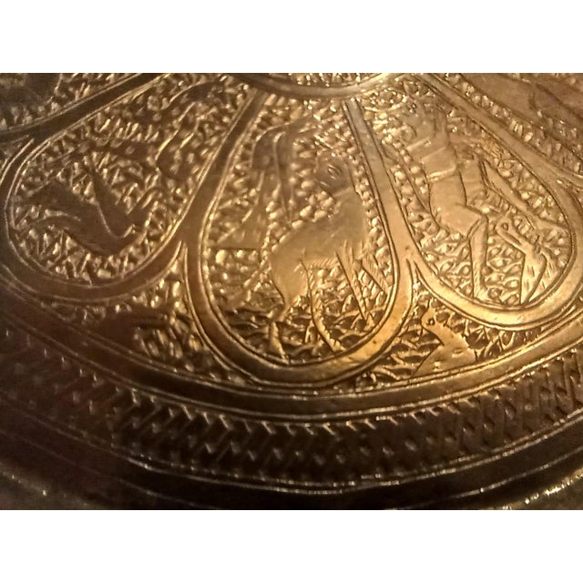 Hand Hammered 19th Century Persian Silver Tray Hunting Scenes For Sale - Image 4 of 13
