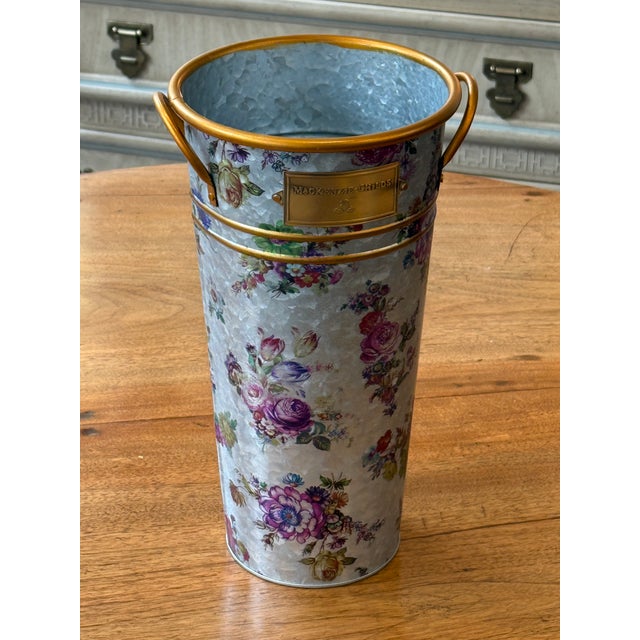 Design Plus Gallery presents a Galvanized Metal Flower Market Vase from Mackenzie Childs. This tall cylindrical vase is...