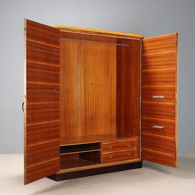 Wardrobe Cabinet in Wood, 1940s For Sale - Image 3 of 11