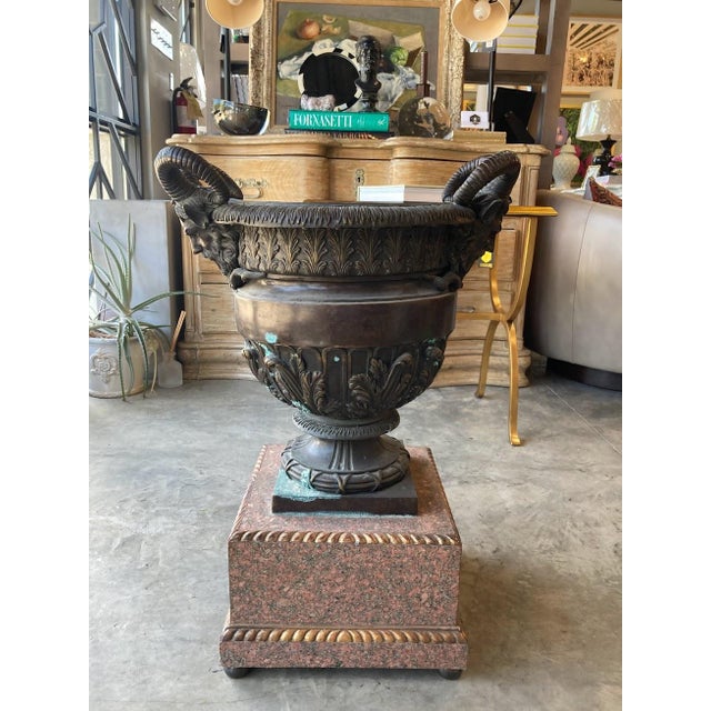 Late 19th Century Late 19th Century Antique Bronze Ram Urns - A Pair For Sale - Image 5 of 7