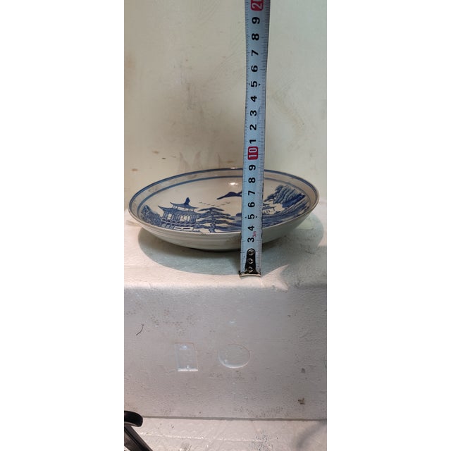Ceramic Chinese Ceramic Plate Blue and White Porcelain Plate Hand Painted Landscape Pattern For Sale - Image 7 of 10
