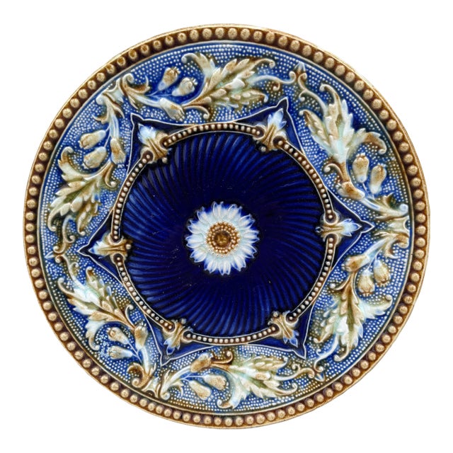19th Century French Majolica Navy Plate For Sale