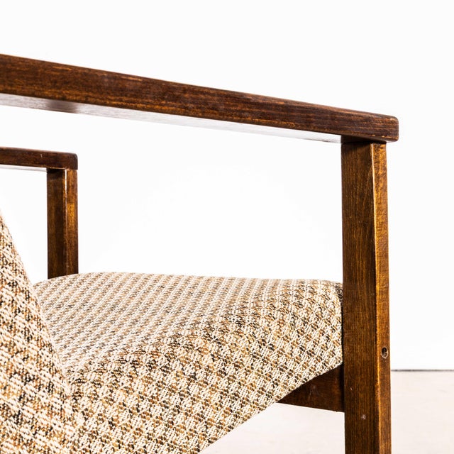 Vintage Lounge Chair with Square Frame and Off-White Diamond Pattern, 1950s For Sale - Image 4 of 10
