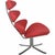 Erik Jørgensen Corona chair upholstered in red fabric, and with a frame of brushed steel. The chair is from the 2000s and...