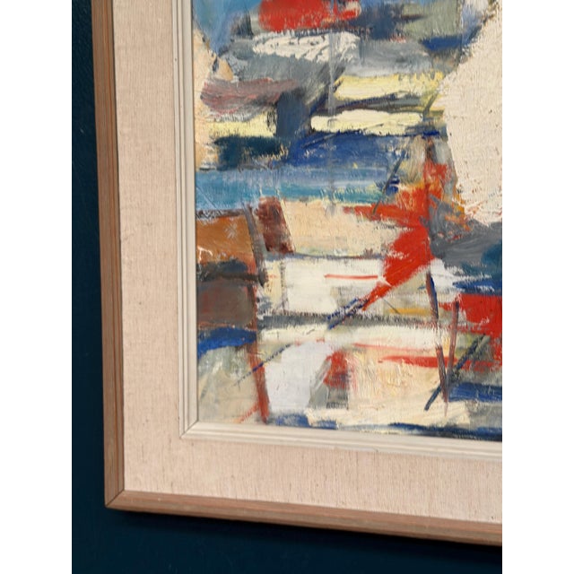 Abstract Harbour Motif, 1950s, Oil on Canvas, Framed For Sale - Image 7 of 16