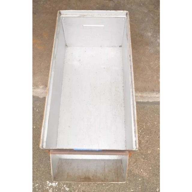 Brown Vintage Lyon Aurora Il Steel Metal American Industrial 23" Stackable Storage Bin For Sale - Image 8 of 12
