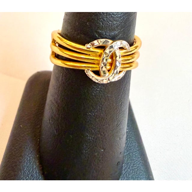 Three Band Two Tone 22 Karat Yellow Gold , 4.5 Gm , CC RING Size 8.5 Three band combined ring in 22 karat yellow gold 916...