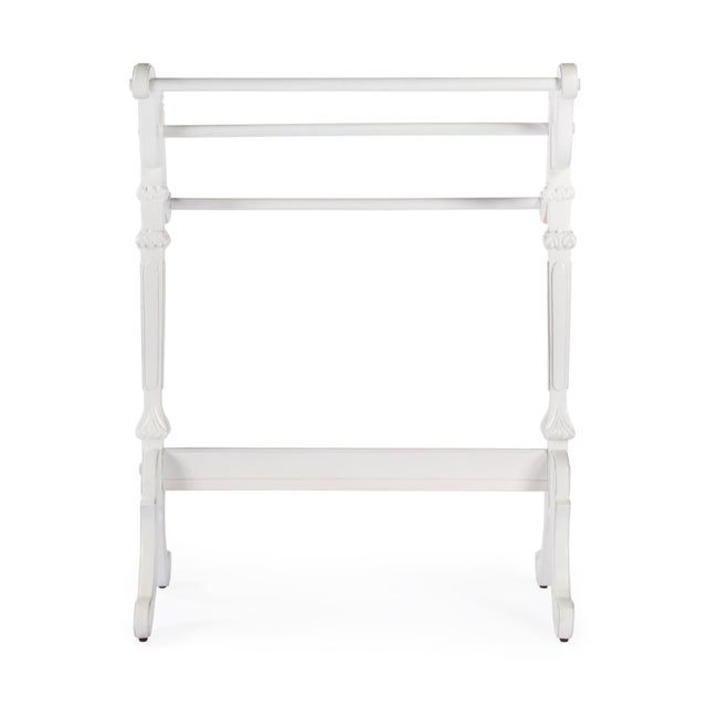 Newhouse 29.25 in. W Rectangular Wood 3 Rail Traditional Blanket Stand, Cottage White For Sale In Chicago - Image 6 of 7