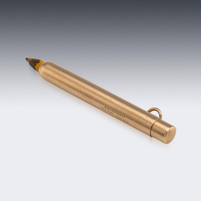 Antique English 15k Gold Mechanical Pencil from Sampson Mordan Co., 1914 For Sale - Image 3 of 10