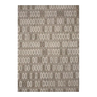 8x10 Gray Hand-Knotted Wool Ogee Lattice Pattern Modernist Design Carpet Rug For Sale
