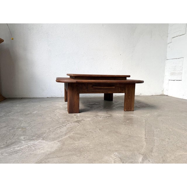 Modern Double-Tiered Oak Coffee Table, 1970s For Sale - Image 3 of 18
