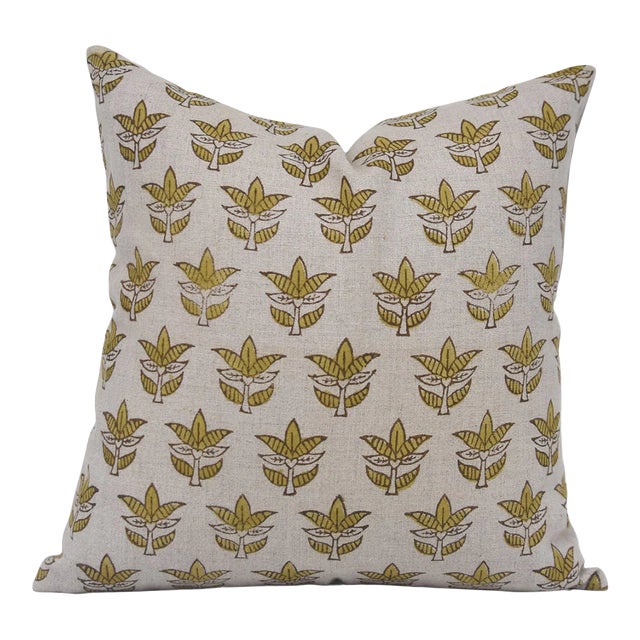 Fabdivine Handcrafted Pillow Cover With Block Prints Pure Linen 26x26 Inch - 7Patti For Sale