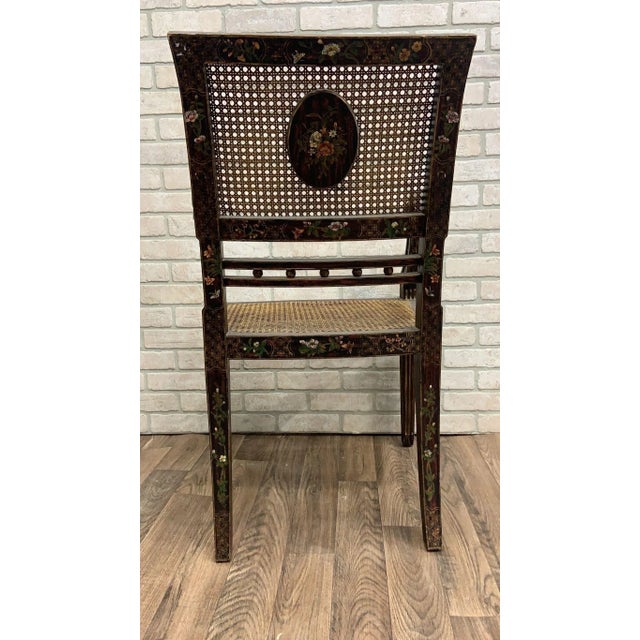 Antique English Regency Hand-Painted Cane-Back Medallion Armchairs - Pair For Sale - Image 9 of 11