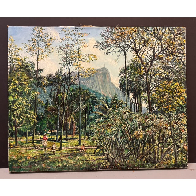 Mid-Century Modern Pair 1960s Mid-Century Rio De Janeiro Landscapes (2) by Willem v. Dyk, Framed For Sale - Image 3 of 10