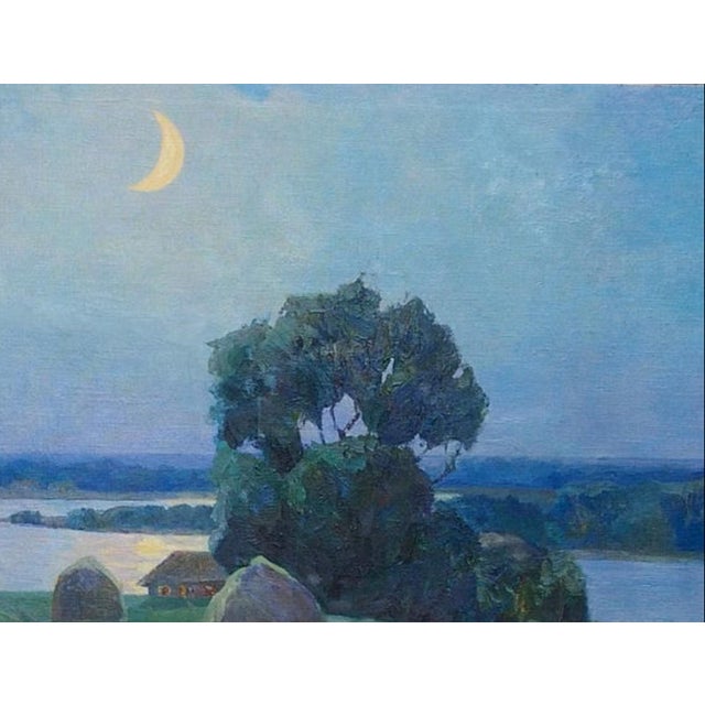 Realism Antique Impressionism Oil Painting, Rural Landscape by Ukrainian Artist 99-129 For Sale - Image 3 of 6