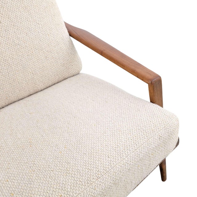 Beige Vintage Easy Chair in Wool and Walnut For Sale - Image 8 of 11