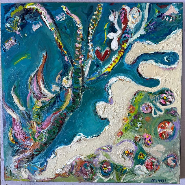 Abstract Aerial, Seascape, Original Oil Painting, Ocean Abstract Art For Sale - Image 3 of 14