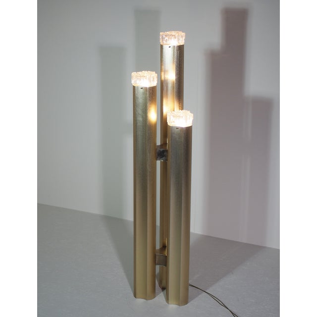 Mid-Century Modern Three Towers Brass Standing Lamp by Gaetano Sciolari, Italy, 1970s For Sale - Image 3 of 15