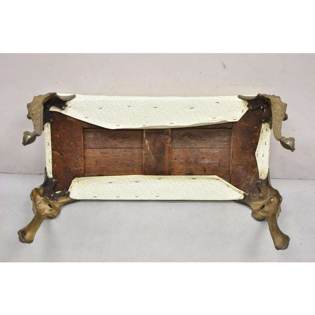 Early 20th Century Antique French Art Deco Figural Bench With Cast Iron Winged Women Legs For Sale - Image 9 of 11
