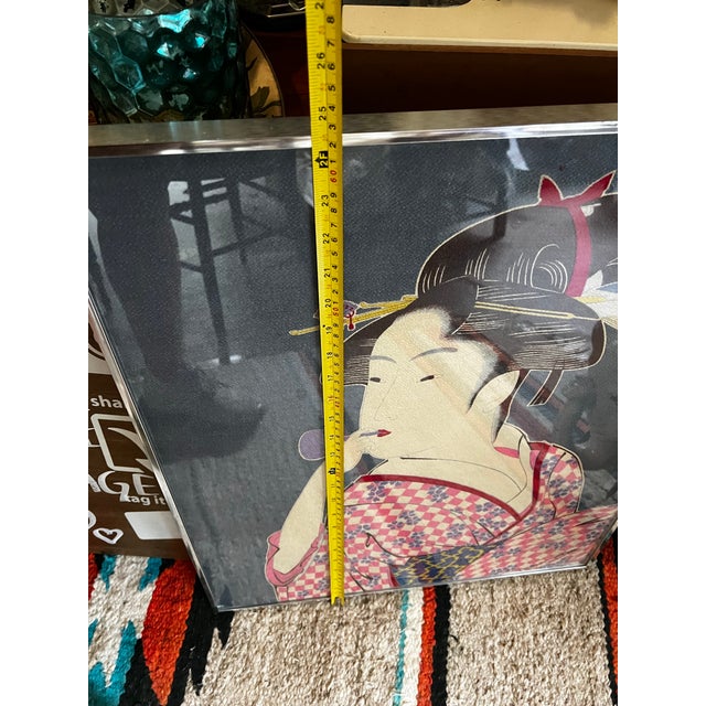 Asian Framed Vintage Textile Art of a Woman For Sale - Image 10 of 10